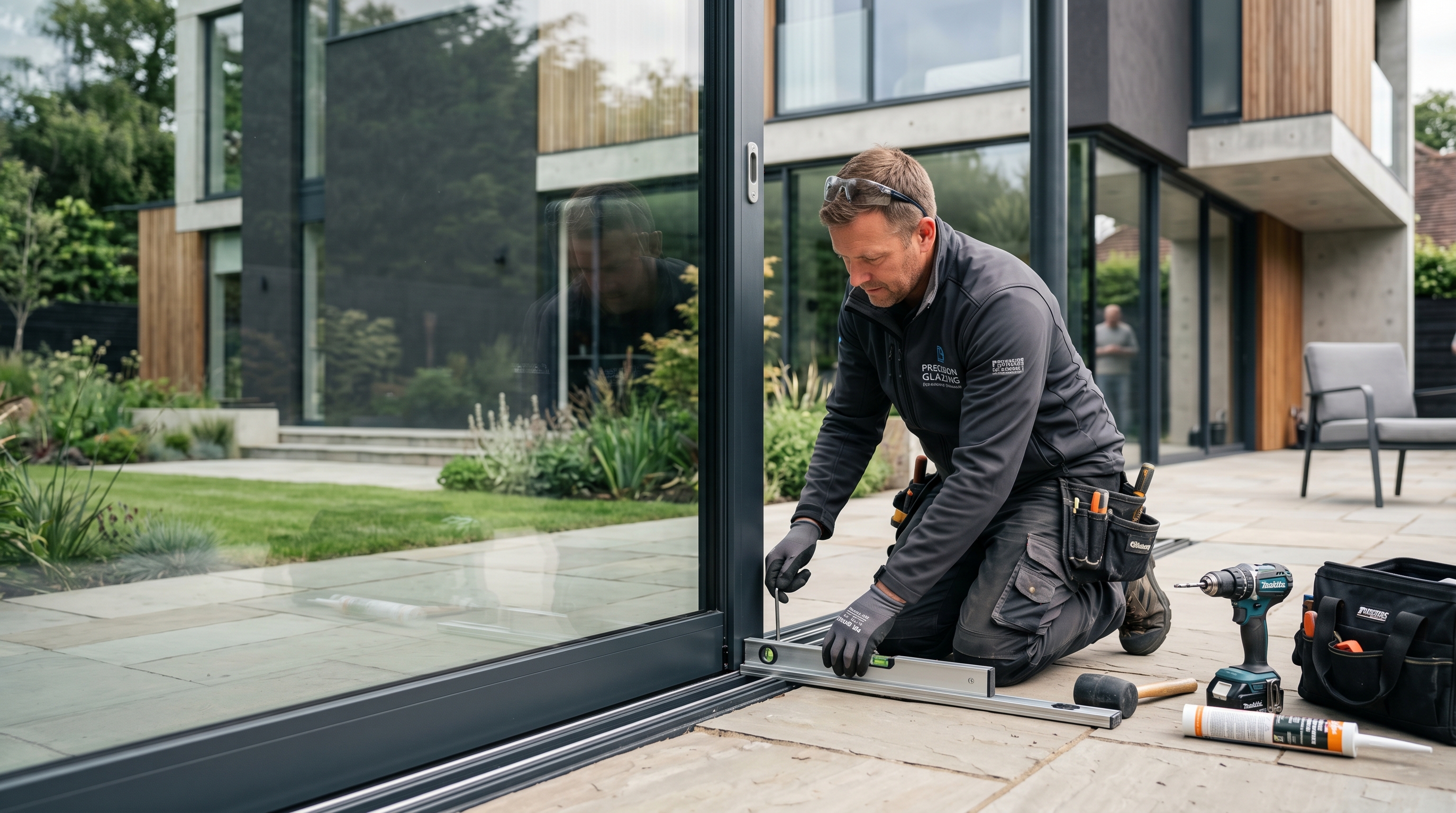 Elegance Glazing installer at work
